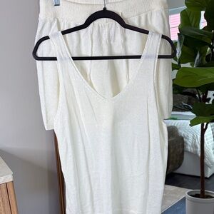 White Knit Tank Top and Summer Shorts Set